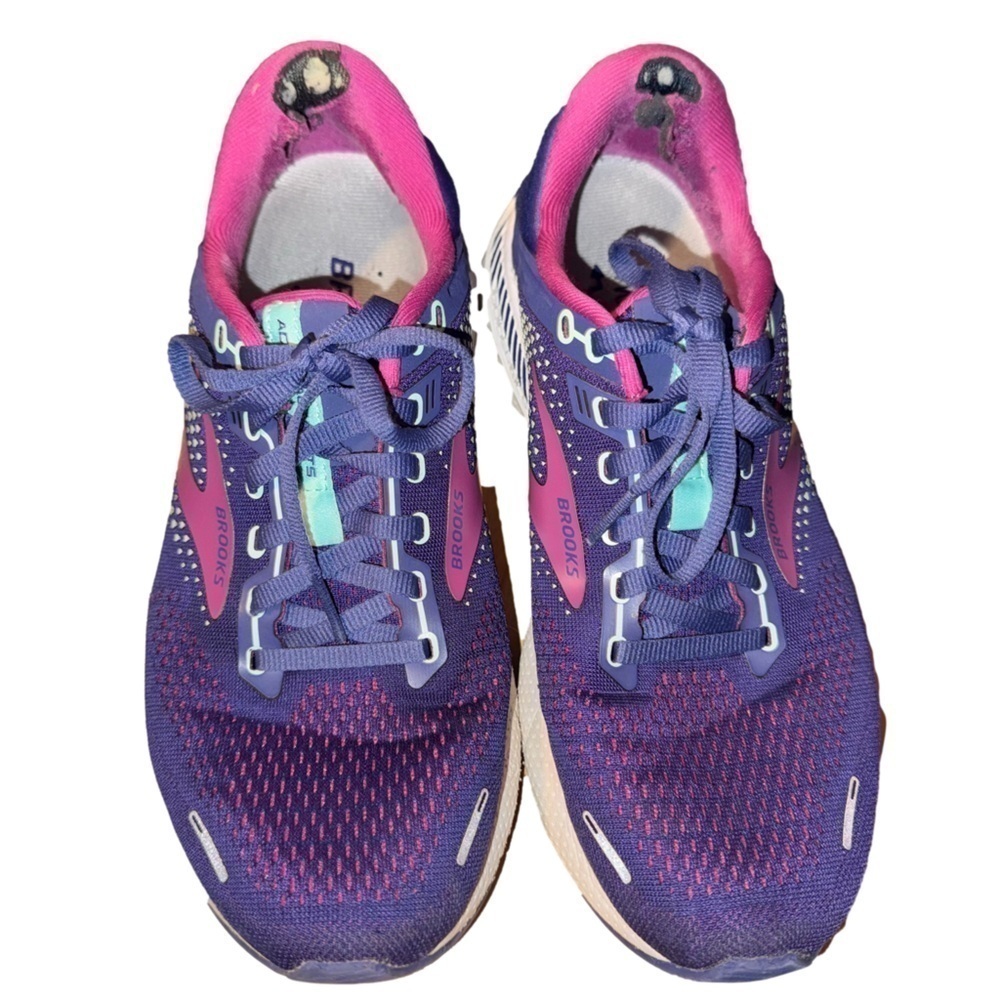 Brooks Purple Adrenaline GTS 22 Comfort Running Sneaker Navy/Yucca/Pink Size 10 - Picture 2 of 5